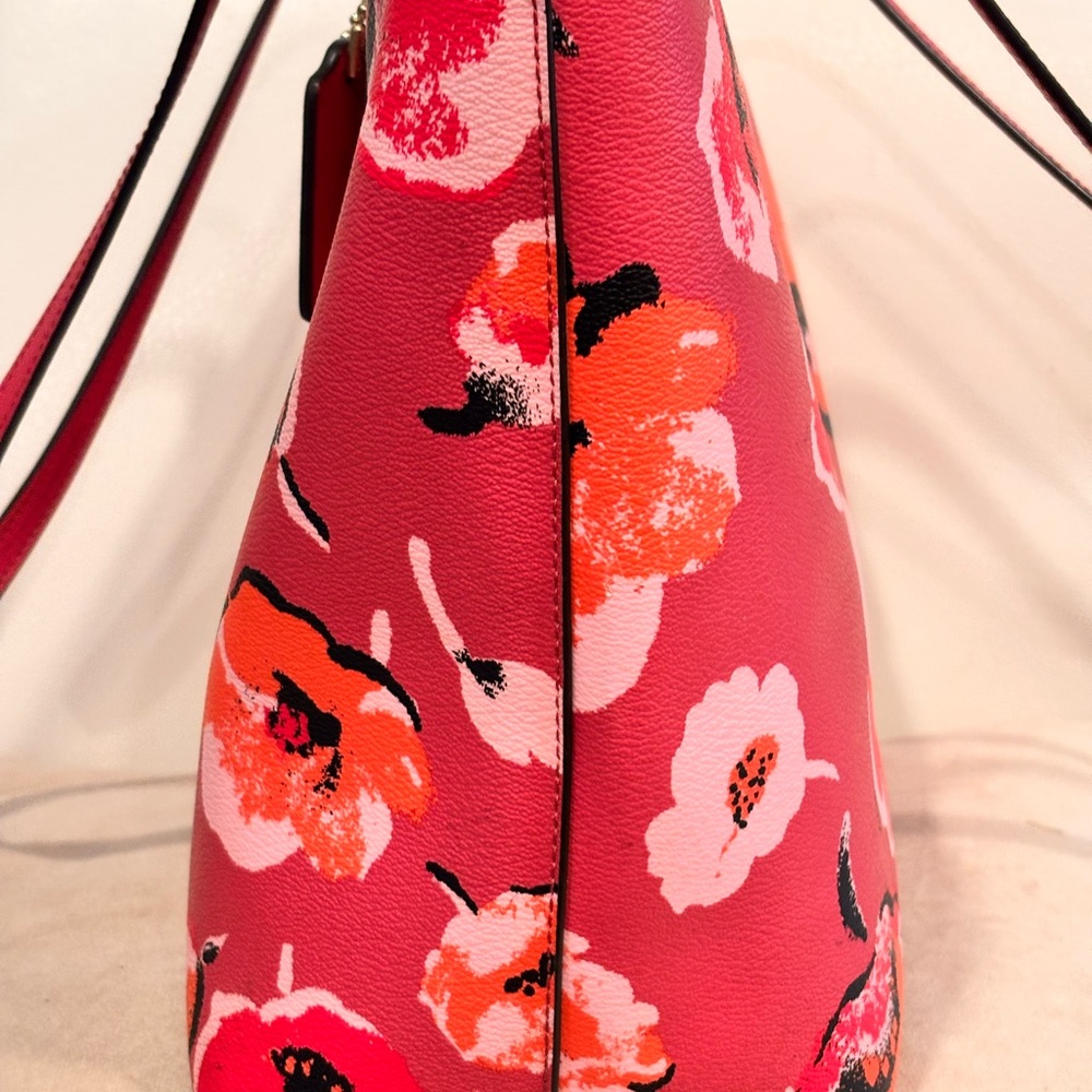 Coach Floral Red/Coral Tote Bag - Picture 8 of 16